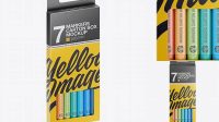 8349+ 7x Markers Carton Box PSD Mockup Advanced Editable PSD