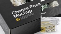 8349+ Box with Cheese Packs PSD Mockup Half Side View High-Angle Shot PSD Free Download