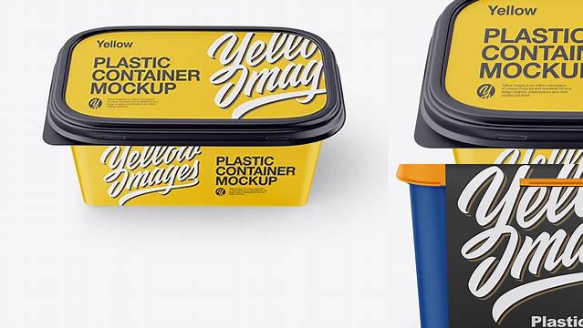 8349+ Matte Plastic Container PSD Mockup Front View High-Angle Shot Download Free Premium Design PSD