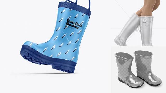 8349+ Rain Boots PSD Mockup Half Side View Smart Object Free Photoshop File