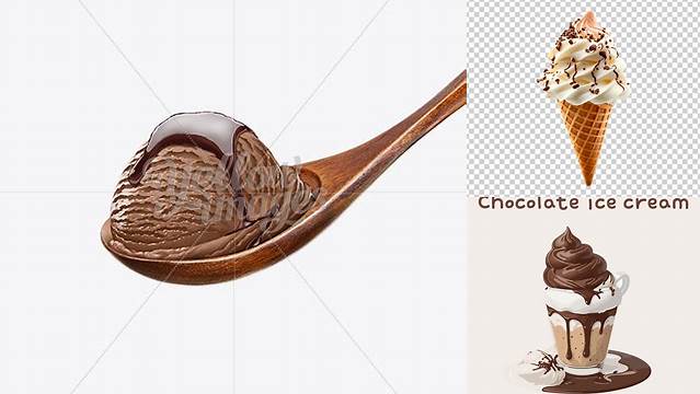 8349+ Wooden Spoon With Chocolate Ice Cream and Chocolate Syrup Free PSD for Creatives