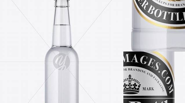 8353+ 330ml Clear Glass Bottle With Tonic PSD Mockup Free Digital Resource for Designers