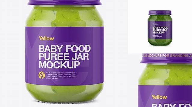 8354+ Baby Food Brussels Sprouts Puree Jar PSD Mockup Custom Mockup PSD for Free