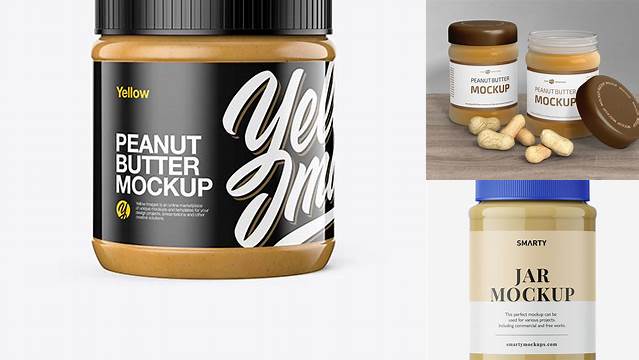 8359+ Smoked Peanut Butter Jar PSD Mockup High-Angle Shot Free Download Design Mockup