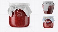 836+ Glass Raspberry Jam Jar with Fabric Cap and Label Creative High-Resolution PSD Freebie