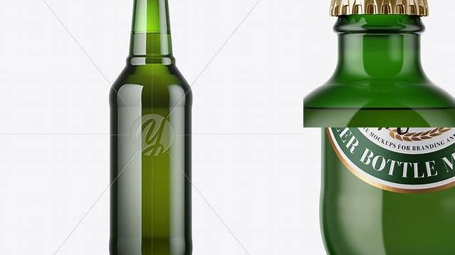 8361+ 330ml Green Glass Ale Bottle PSD Mockup Creative Design Mockup