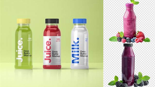 8362+ Berry Smoothie Bottle PSD Mockup PSD Download