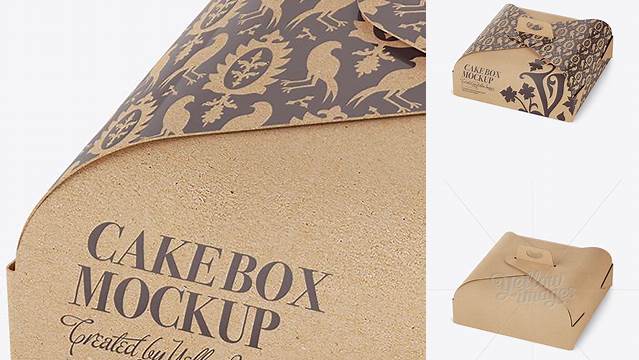 8362+ Carton Cake Box Halfside View High-Angle Shot Smart Layer PSD