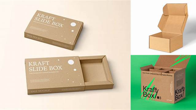 8363+ Kraft Paper Box PSD Mockup Half Side View Digital Photoshop Free Mockup