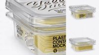 8364+ Transparent Container with Wrapped Sliced Cheese Packs PSD Mockup Half Side View High Angle Shot Fully Layered PSD Freebie