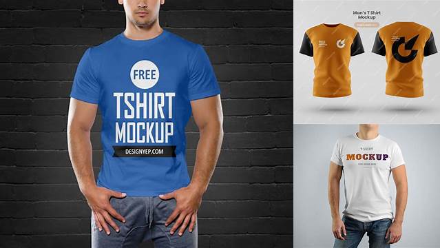 8366+ Men's T-Shirt HQ PSD Mockup Front View Professional Quality PSD Freebie