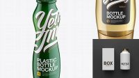 8367+ Box with Bottle PSD Mockup Front View High-Angle Shot Versatile Photoshop File