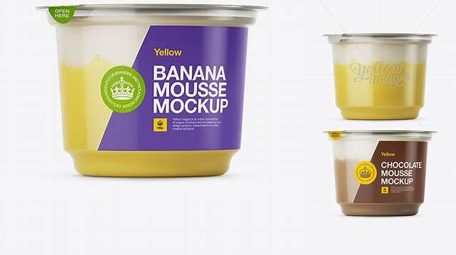 8370+ Banana Mousse Cup PSD Mockup Eye-Level Shot For Free Download