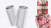 8370+ Two Metallic 330ml Aluminium Cans with Glossy Finish PSD Mockup Free Mockup Templates