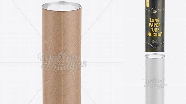 8377+ Long Paper Tube with a Convex Lid High-Angle View High-Quality Digital Mockup Resource