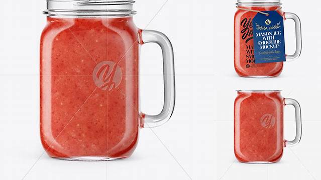 8379+ Opened Mason Jug with Watermelon Smoothie PSD Mockup Editable Photoshop File