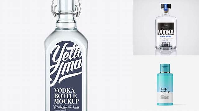 8380+ Vodka Bottle PSD Mockup with Flip-Top Cap Front View PSD Free Download