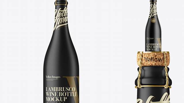 8385+ Black Matte Lambrusco Wine Bottle PSD Mockup Fully Customizable Mockup PSD Free