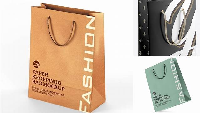 8385+ Matte Paper Bag With Rope Handle PSD Mockup Half Side View Free Design Resource