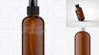 8386+ 100ml Amber Plastic Boston Bottle Mock-Up Creative High-Resolution PSD Freebie