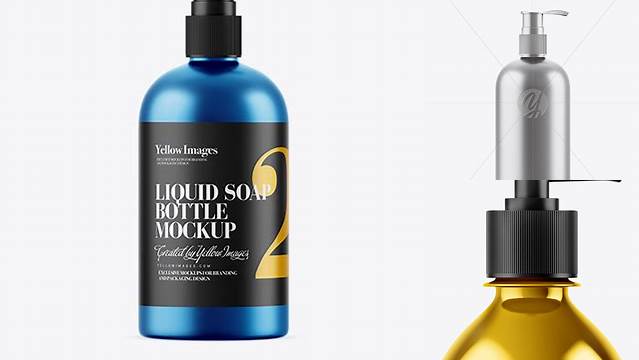 8386+ Matte Metallic Liquid Soap Bottle with Pump PSD Mockup Elegant and Stylish Mockup