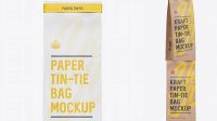 8386+ Paper Bag with a Plastic Tin-Tie PSD Mockup Halfside View Smart Editable Design Mockup