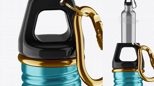 8388+ 500ml Steel Sport Bottle With Carabiner PSD Mockup High-Angle Shot Editable Mockup PSD