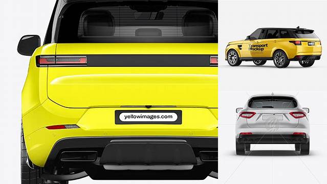 8388+ Mid-Size Luxury Crossover SUV PSD Mockup Back View Fully Customizable Photoshop Freebie