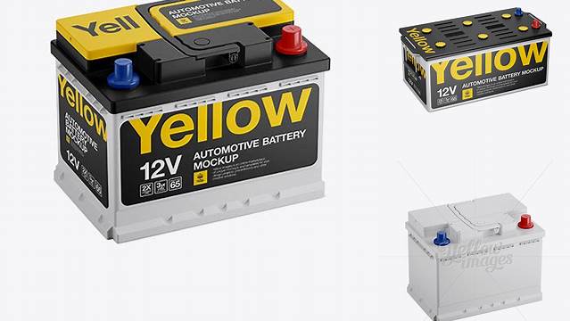 8389+ Car Battery PSD Mockup Halfside View High-Angle Shot Downloadable PSD Design Template