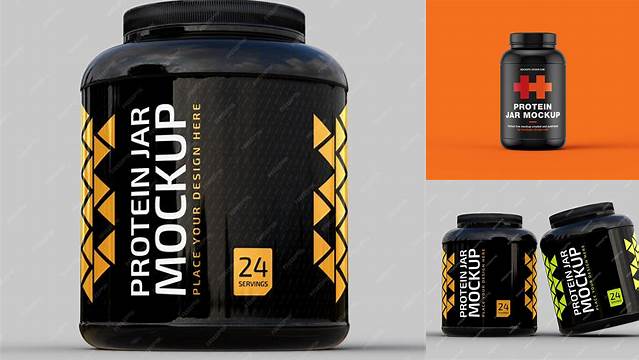 8392+ 8.8oz Protein Jar PSD Mockup Modern and Unique Freebie PSD