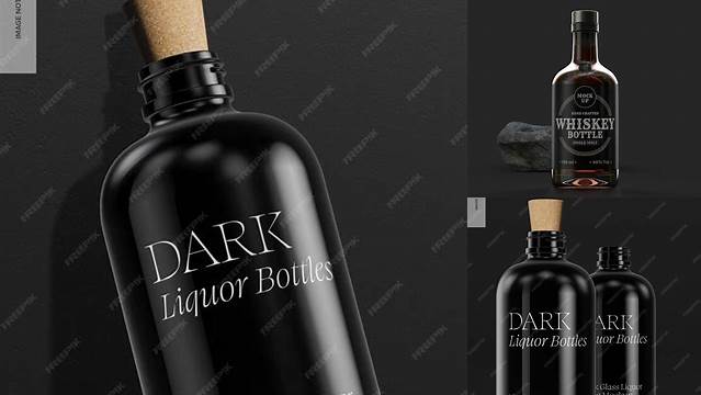 8393+ Dark Glass Whiskey Bottle PSD Mockup Versatile Mockup for Designers