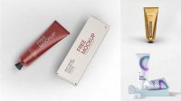 8394+ Metallic Cosmetic Tube With A Box PSD Mockup Smart Object Free Photoshop File