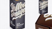 8395+ Box With Glossy Cup PSD Mockup Half Side View High-Angle Shot Premium Design Freebie