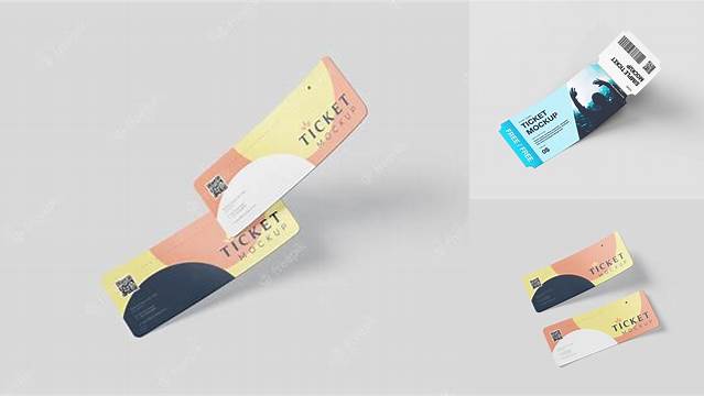 8396+ Ticket with Round Corners PSD Mockup Editable Photoshop File