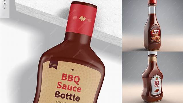 8398+ 270g BBQ Sauce Bottle PSD Mockup Customizable PSD Templates