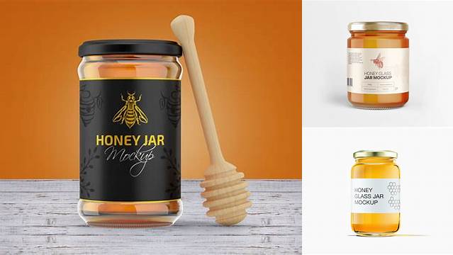 8399+ Glass Honey Jar with Fabric Cap and Label PSD Mockup Creative High-Resolution PSD Freebie