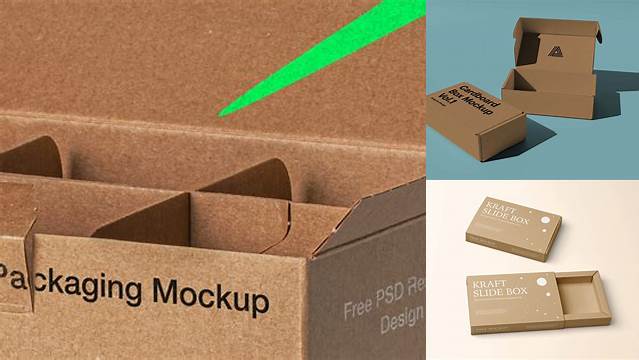 8402+ Kraft Box PSD Mockup Back Half Side View High-Quality Design Free PSD