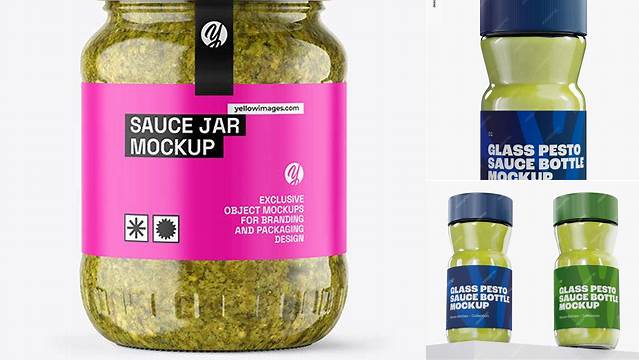 8405+ Glass Pesto Jar PSD Mockup Easy-to-Edit Photoshop Freebie