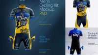 8409+ Men’s Full Cycling Kit PSD Mockup Front View High-Resolution Editable PSD