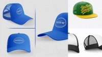 8409+ Trucker Cap with Flat Visor PSD Mockup Half Side View Stylish Free PSD