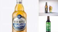 8413+ 330ml Clear Glass Bottle With Beer PSD Mockup Download Premium Free PSD