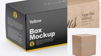 8415+ Paper Box PSD Mockup Half Side View High Angle Shot Download Free Premium Design PSD