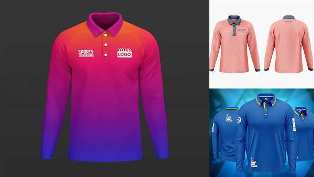 8416+ Long Sleeve Polo Mockup Free Digital Download