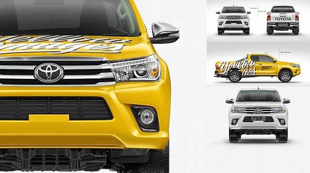 8416+ Toyota Hilux PSD Mockup Front View High-Quality Editable PSD