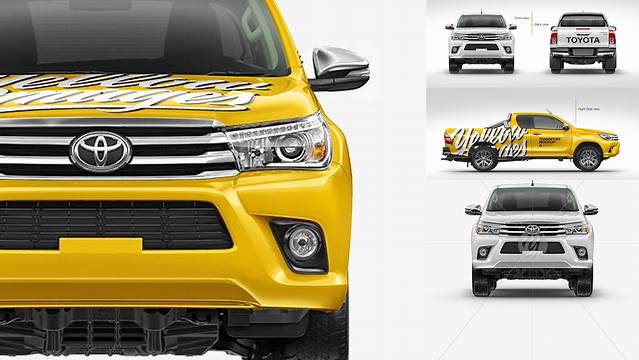 8416+ Toyota Hilux PSD Mockup Front View High-Quality Editable PSD