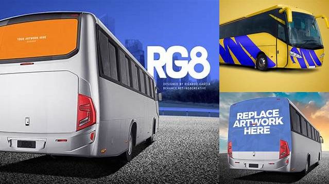 8419+ Bus PSD Mockup Back View Elegant Photoshop Mockup