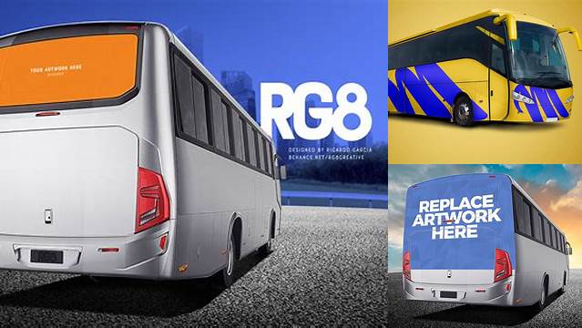 8419+ Bus PSD Mockup Back View Elegant Photoshop Mockup