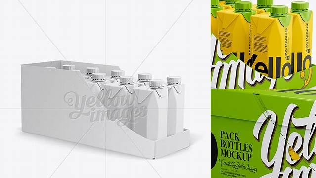 842+ 10 Drink Carton Boxes in Shelf-ready Package Full Opened Halfside View Free PSD Mockup Resource