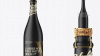 8420+ Black Matte Lambrusco Wine Bottle PSD Mockup Creative Digital PSD Download