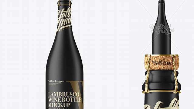 8420+ Black Matte Lambrusco Wine Bottle PSD Mockup Creative Digital PSD Download